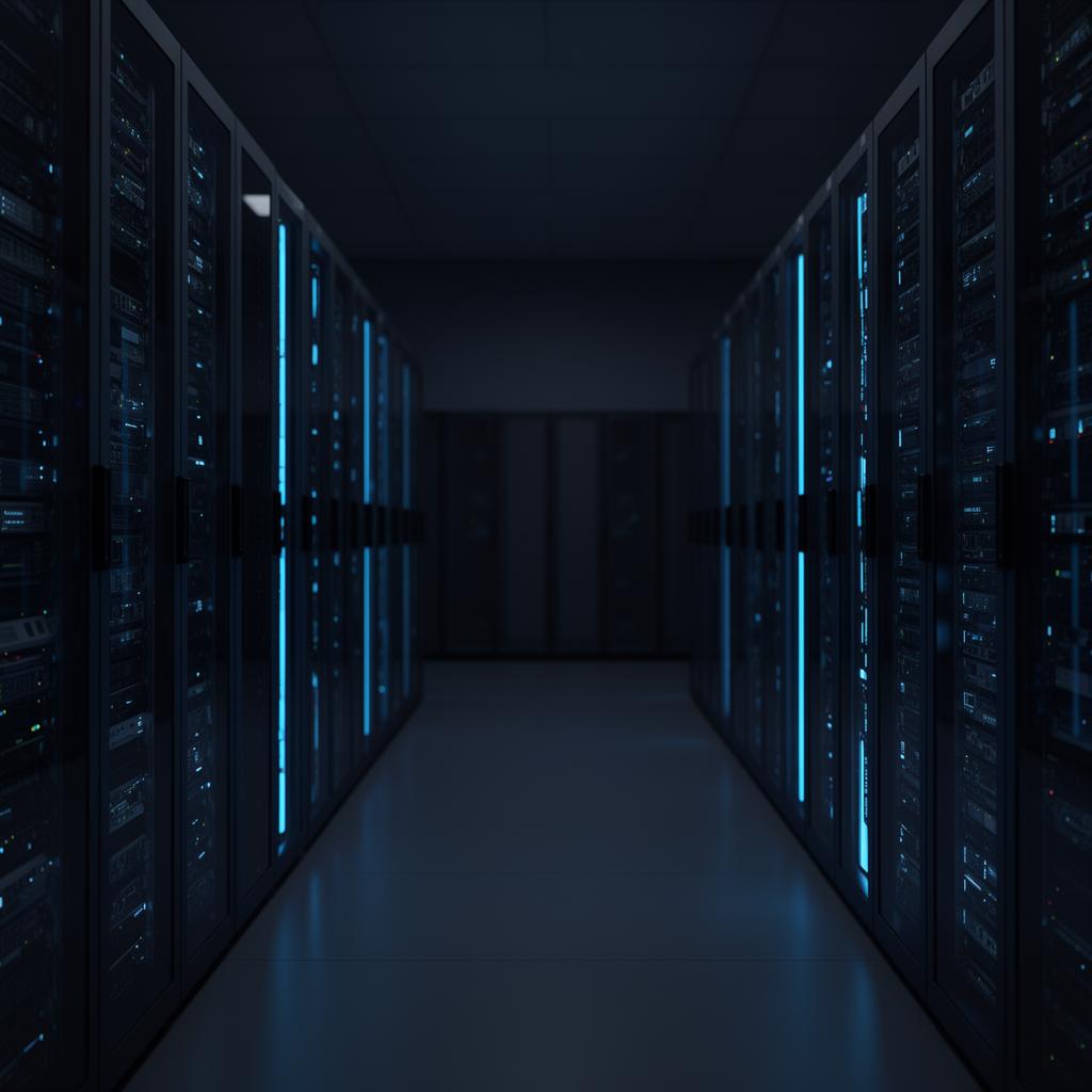Modern UK data centre with rows of servers